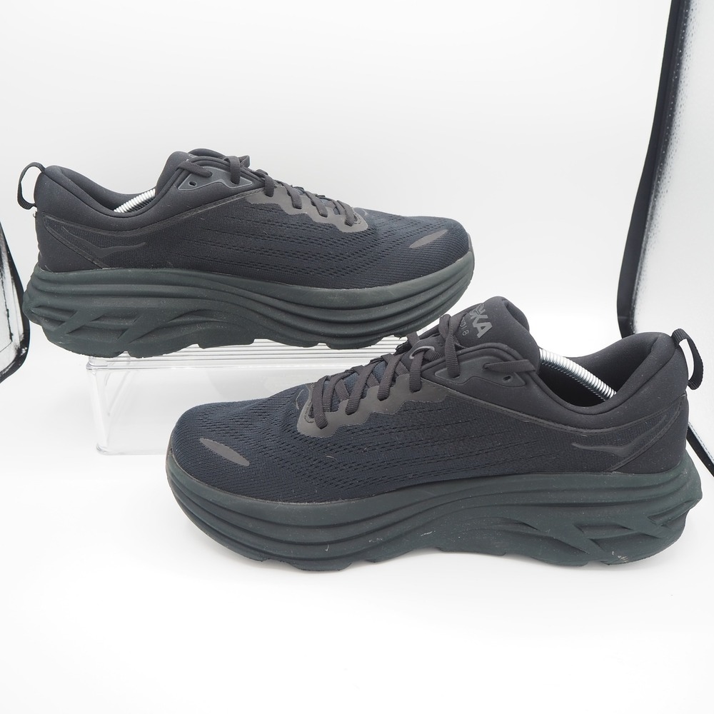 Hoka Bondi 8 Mens 13D Sneakers Triple Black Running Shoes Walking Training - Picture 8 of 9